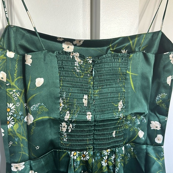 NEW Reformation Frankie Silk Dress in Buena Green Floral | size 0 - Picture 12 of 12